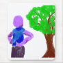 Purple Cartoon man and green oak tree Mousepad