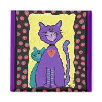 Purple Cat & Kitty - magnet