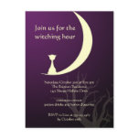 Purple cat moon spooky Halloween invitation card postcards