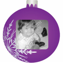 Purple Christmas Ball Ornament Photo  Frame