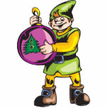 Purple Christmas Ornament and Elf photo sculptures