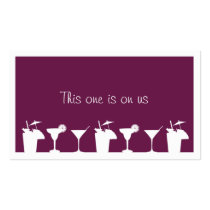 Purple cocktail corporate event drink ticket business cards