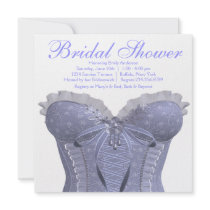Purple Corset Damask Bridal Shower Custom Announcements