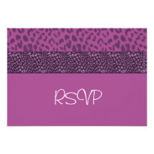 Purple Cougar Pattern RSVP Personalized Invitation
