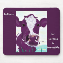 Purple Cow Quite Possibly Contemplating Flight Mouse Pads