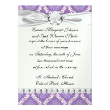 purple cream damask pattern invitation
