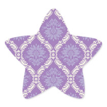 purple cream damask pattern star sticker