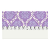 purple cream damask pattern rectangle stickers