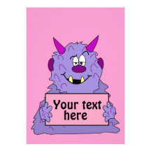 Purple Cute Monster Customisable Template Custom Announcement
