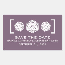 Purple D20 Dice Gamer Save the Date Stickers