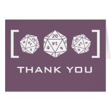 Purple D20 Dice Gamer Wedding Thank You Card