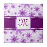 Purple Daisies Monogram Tile