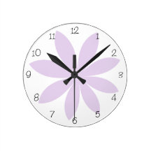 Purple Daisy Round Clock