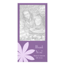 Purple Daisy Wedding Thank You Photo Card