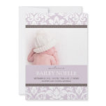 PURPLE DAMASK BABY | BIRTH ANNOUNCEMENT
