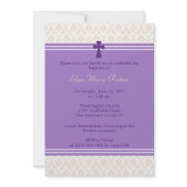 Purple Damask Baptism/Christening Invitation