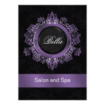 purple damask Business Thank You Cards
