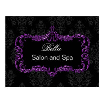 purple damask business ThankYou Cards Postcards