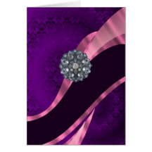 Purple damask & crystal cards