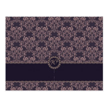 Purple Damask Lace Wedding Place Card Post Cards