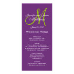 Purple Damask Monogram Wedding Menu Cards Rack Card Design
