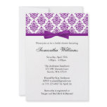 Purple Damask Ribbon Bow Bridal Shower invitations