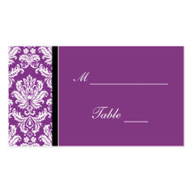 Purple Damask Wedding Placecard Holders Business Card