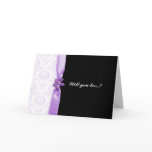 purple damask Will you be my bridesmaid card