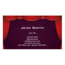 Purple Damask with Red Curtain Profile Card Business Cards