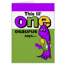 Purple Dinosaur 1st Birthday Thank You Card