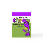 Purple Dinosaur 3rd Birthday Thank You cards