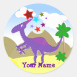 Purple Dinosaur Parasaurolophus Name Stickers