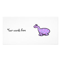 Purple dinosaur with blue spots picture card
