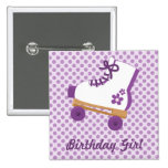 Purple Dots Roller Skate Birthday Square Button