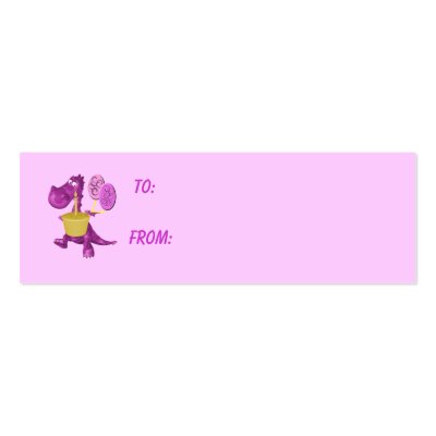 Purple Dragon Cupcake And Balloons Gift Tag Business Card by SmilinEyesTreasures