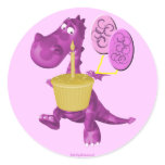 Purple Dragon Cupcake Balloons Sticker Label