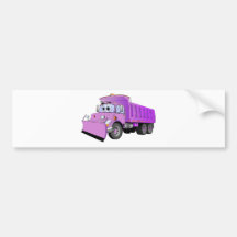 Purple Dump Truck Cartoon Bumper Sticker