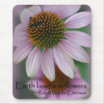 Purple echinacea Emerson Flower Quote mousepads