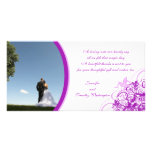 Purple elegant swirls wedding thank you photocard customized photo card