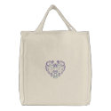 Purple Embroidered Celtic Heart Tote Bag embroidered bags