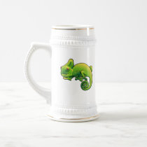 Purple Eyed Lime Green Chameleon Mugs