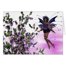 Purple Fairy with Hummingbirds Greeting Card