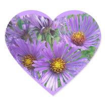 Purple Fall Asters Wildflower Matching Items Heart Stickers