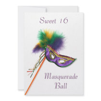Purple Feather Mask Sweet 16 Masquerade Party