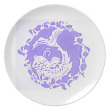 purple fish themed plate