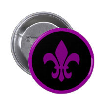 Purple Fleur de Lis Button