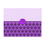 Purple Fleur de Lis Monogrammable Postcard