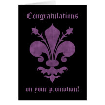 Purple fleur de lis on black card