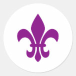 Purple Fleur de Lis Round Sticker
