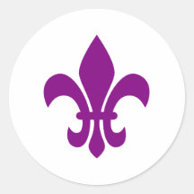 Purple Fleur de Lis Round Sticker